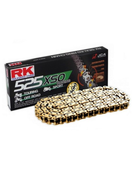 Cadena RK 525 XSO Reforzada con Retenes 124 Pasos