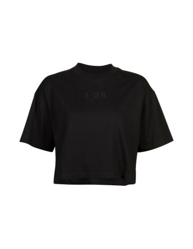 Camiseta Crop Mujer Fox Wordmark Oversized Negro