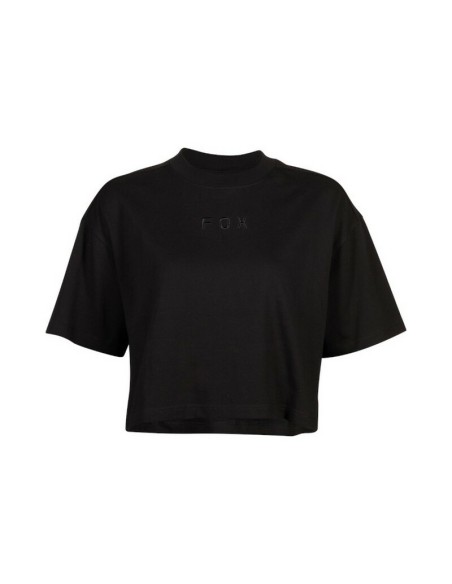 Camiseta Crop Mujer Fox Wordmark Oversized Negro