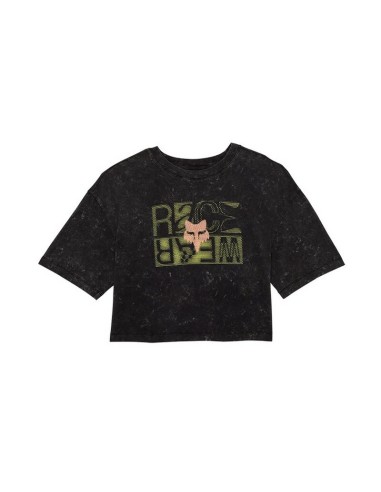 Camiseta Crop Mujer Fox Throttle Oversized Negro
