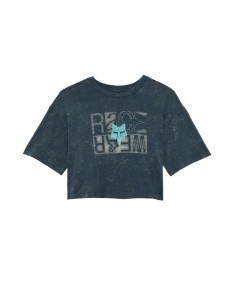 Camiseta Crop Mujer Fox Throttle Oversized Azul