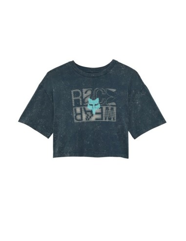 Camiseta Crop Mujer Fox Throttle Oversized Azul