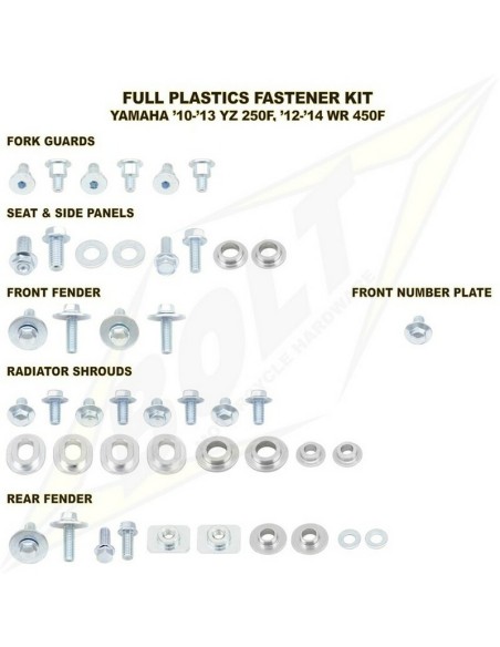 Kit Tornilleria de Plásticos + Casquillos Yamaha YZ 250 F 10-13 WR 450 F 12-14
