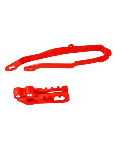 Kit Patín Basculante + Guía Cadena UFO Honda CR 125/250 00-04 CRF 450 R 02-04 Rojo 070