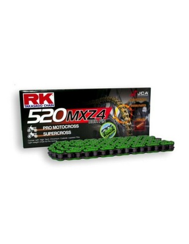 Cadena RK 520 MXZ4 Super Reforzada 120 Pasos Verde