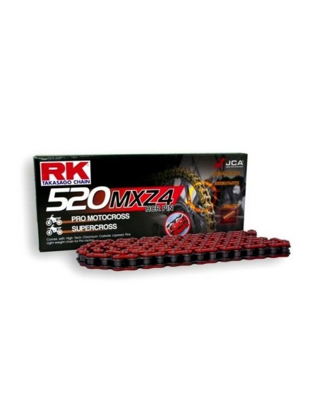 Cadena RK 520 MXZ4 Super Reforzada 120 Pasos Rojo