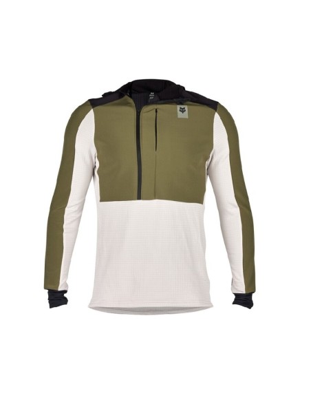 Sudadera con Capucha y Cremallera Fox Defend Thermal Verde Oliva