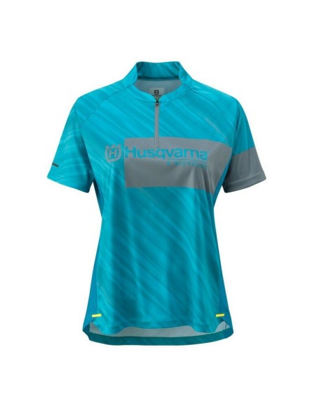 Jersey Manga Corta Mujer Husqvarna Discover Turquesa/Gris