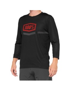 Jersey Mangas 3/4 100% Airmatic Negro/Rojo