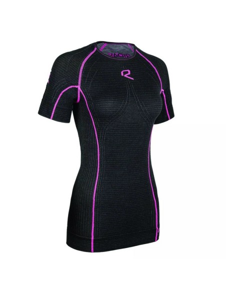 Camiseta Interior Manga Corta Mujer Riday Light Negro/Rosa