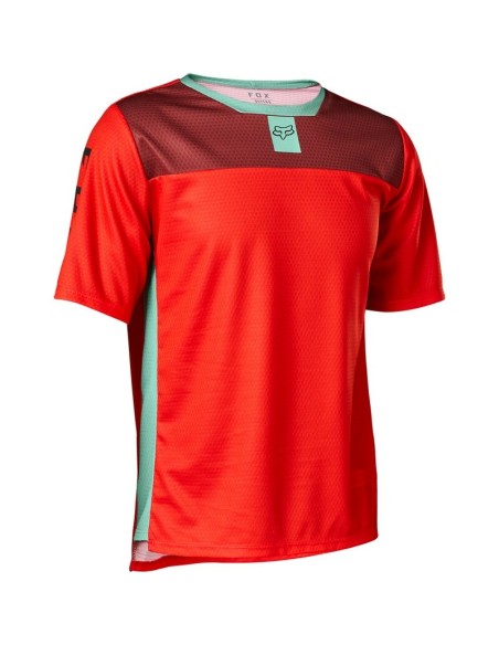 Jersey Manga Corta Infantil Fox Defend Rojo Fluor