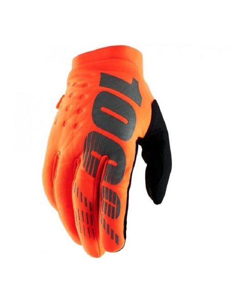 Guantes 100% Brisker Naranja Fluor/Negro