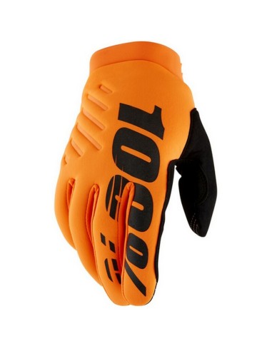 Guantes 100% Brisker Naranja Fluor/Negro