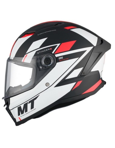 Casco MT Stinger 2 ZIVZE B5 Matt Negro/Blanco/Rojo