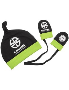 Gorro + Manoplas Bebé Kawasaki Negro/Verde