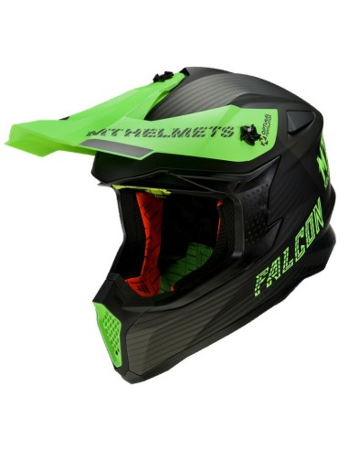 Casco MT Falcon System Matt Negro/Verde Fluor