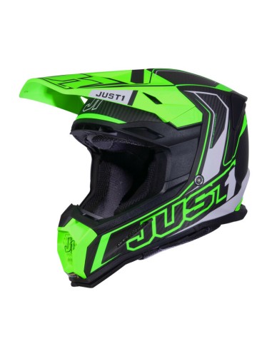 Casco Just1 J-22 Carbon Fluo Verde Fluo