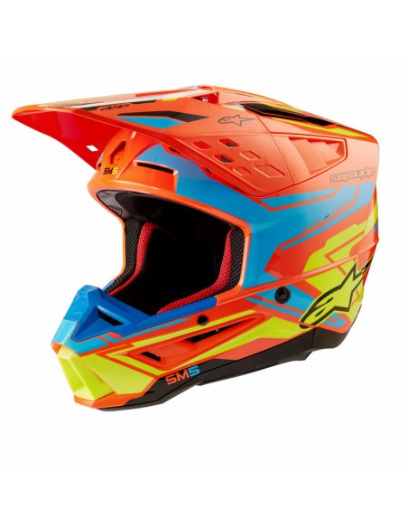Casco Alpinestars S-M5 Action 2 Naranja Fluo/Azul
