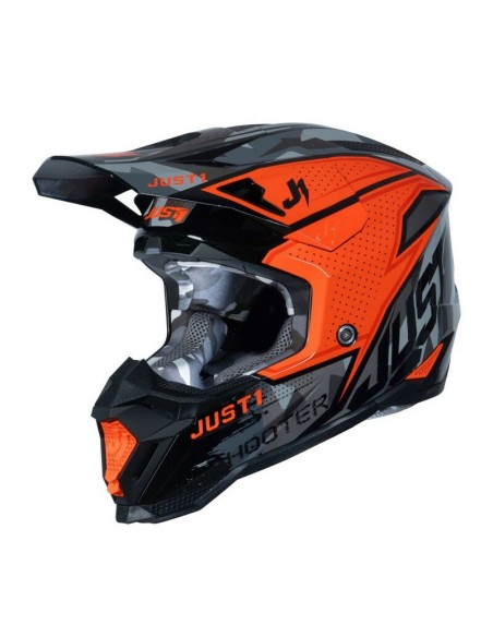 Casco Just1 J-40 Shooter Camo Naranja/Negro