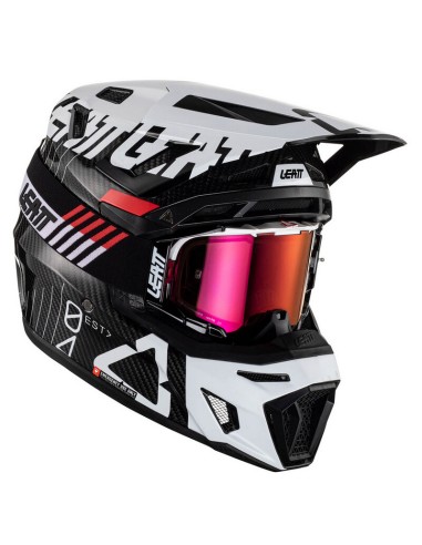 Casco con Gafas Leatt Moto 9.5 Carbono/Blanco