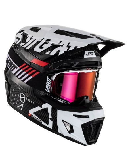 Casco con Gafas Leatt Moto 9.5 Carbono/Blanco