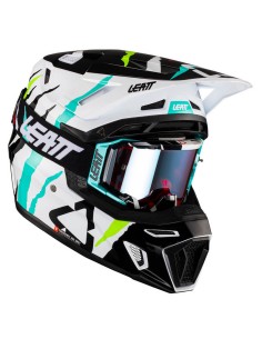 Casco con Gafas Leatt Moto 8.5 Blanco/Azul/Rojo