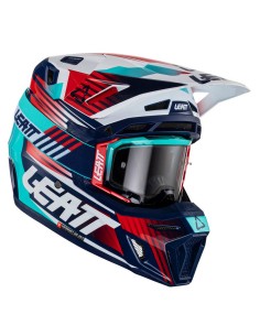 Casco con Gafas Leatt Moto 8.5 Rojo/Azul