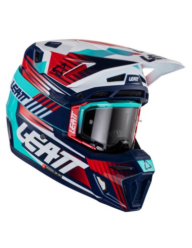 Casco con Gafas Leatt Moto 8.5 Rojo/Azul