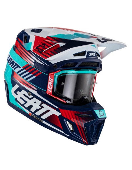 Casco con Gafas Leatt Moto 8.5 Rojo/Azul