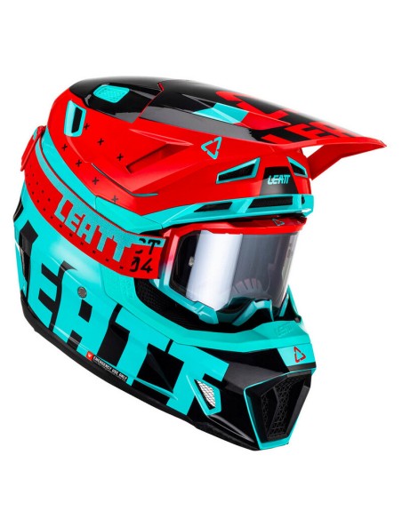 Casco con Gafas Leatt Moto 7.5 Azul Claro