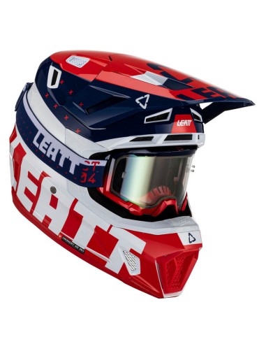 Casco con Gafas Leatt Moto 7.5 Rojo/Azul
