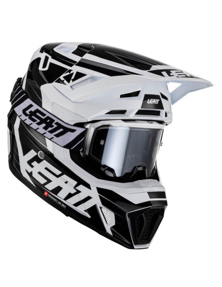 Casco con Gafas Leatt Moto 7.5 Rojo/Azul XXL Blanco
