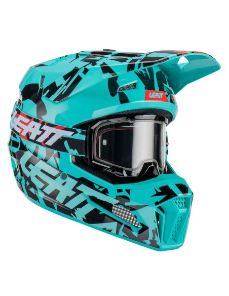Casco con Gafas Leatt Moto 3.5 Azul Claro
