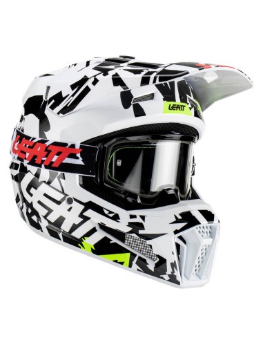 Casco con Gafas Leatt Moto 3.5 Negro/Blanco