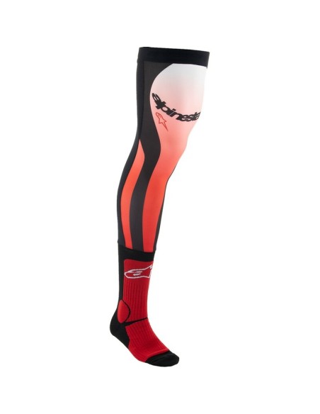 Medias Altas Alpinestars Knee Brace Rojo Fluor/Blanco