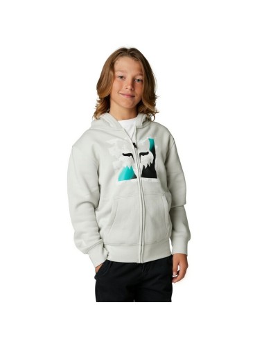 Sudadera Infantil con Capucha y Cremallera Fox Detonate Gris Claro