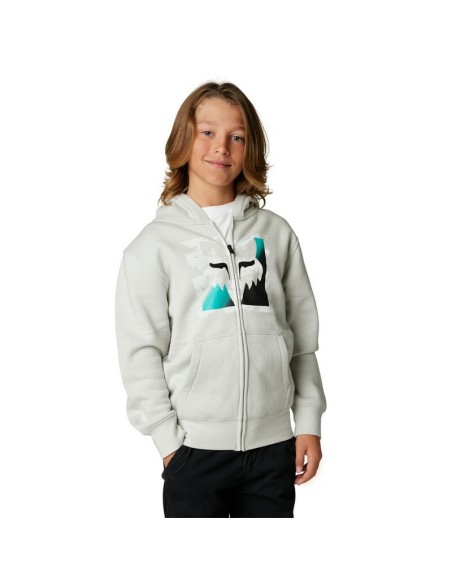 Sudadera Infantil con Capucha y Cremallera Fox Detonate Gris Claro