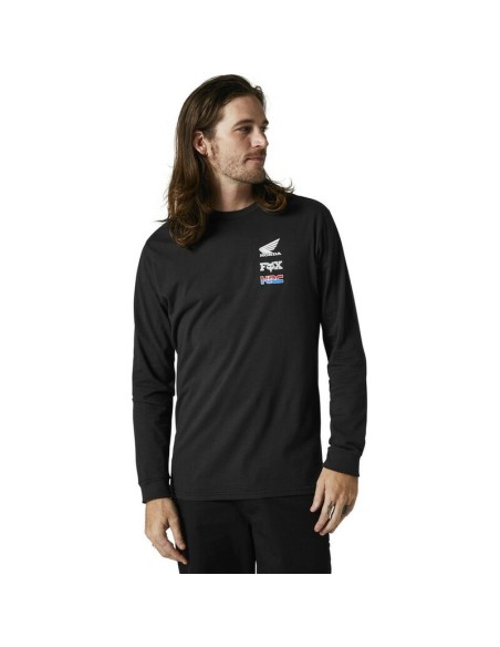 Camiseta Manga Larga Fox Honda Wing Premium Negro