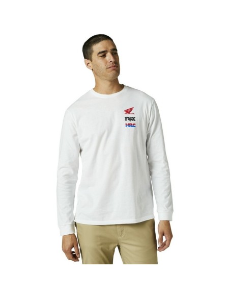 Camiseta Manga Larga Fox Honda Wing Premium Blanco