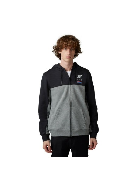 Sudadera con Capucha y Cremallera Fox X Honda Negro