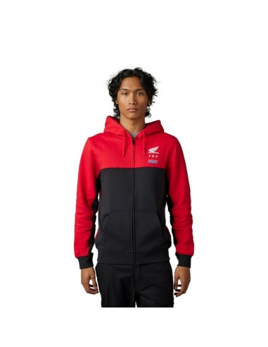 Sudadera con Capucha y Cremallera Fox X Honda Rojo