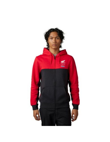 Sudadera con Capucha y Cremallera Fox X Honda Rojo