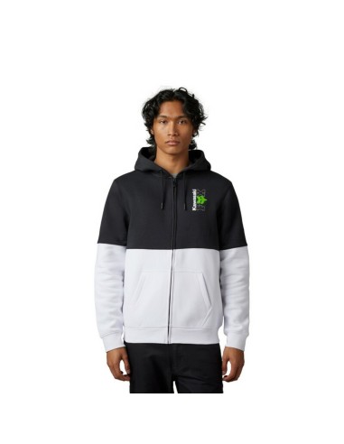 Sudadera con Capucha y Cremallera Fox X Kawasaki Negro/Blanco