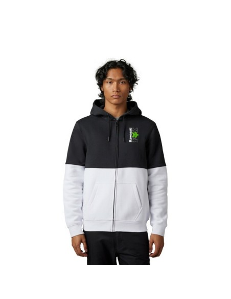 Sudadera con Capucha y Cremallera Fox X Kawasaki Negro/Blanco