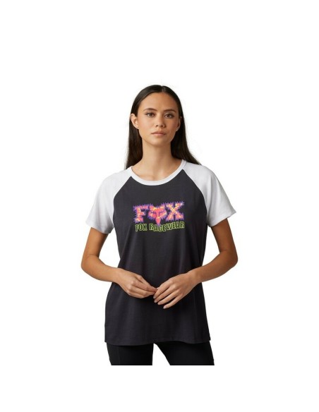 Camiseta Mujer Fox Barb Wire Raglán Negro