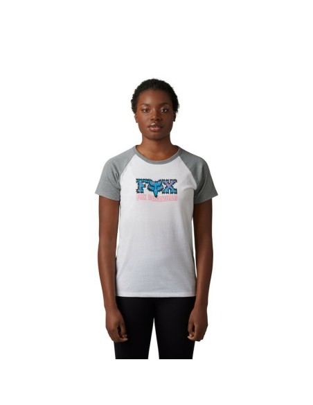 Camiseta Mujer Fox Barb Wire Raglán Blanco