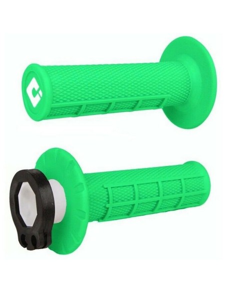 Puños ODI MX Lock On V2 Half Waffle 2/4 T Verde Fluor