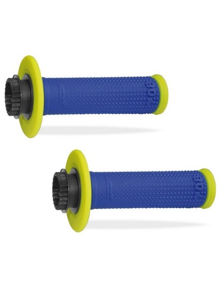 Puños Pro Grip 708 Lock On Doble Densidad Diamond Amarillo Flúor/Azul