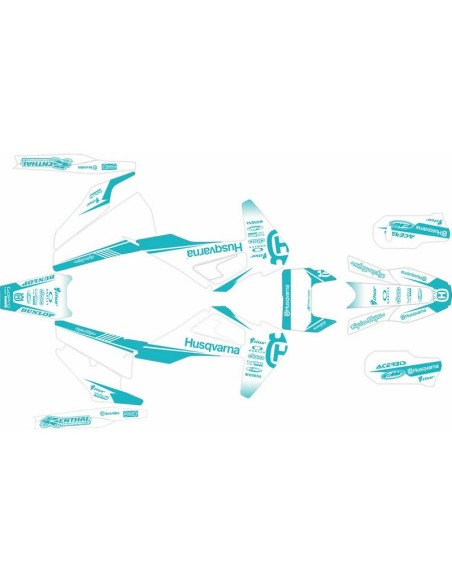 Kit Adhesivos Completo Mythical Husqvarna TE/FE 20-23 Blanco/Turquesa