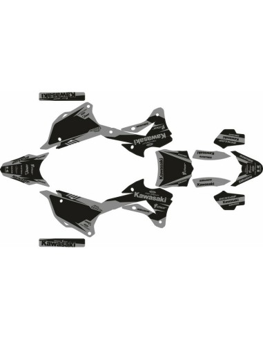 Kit Adhesivos Completo Kawasaki KX 85 22-23 No Fear Negro/Gris